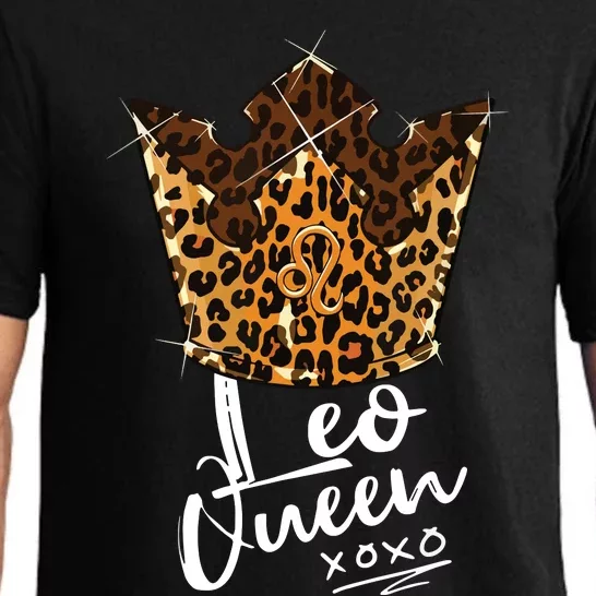 Leopard Leo Queen Zodiac Sign With Leopard Pattern Crown Pajama Set