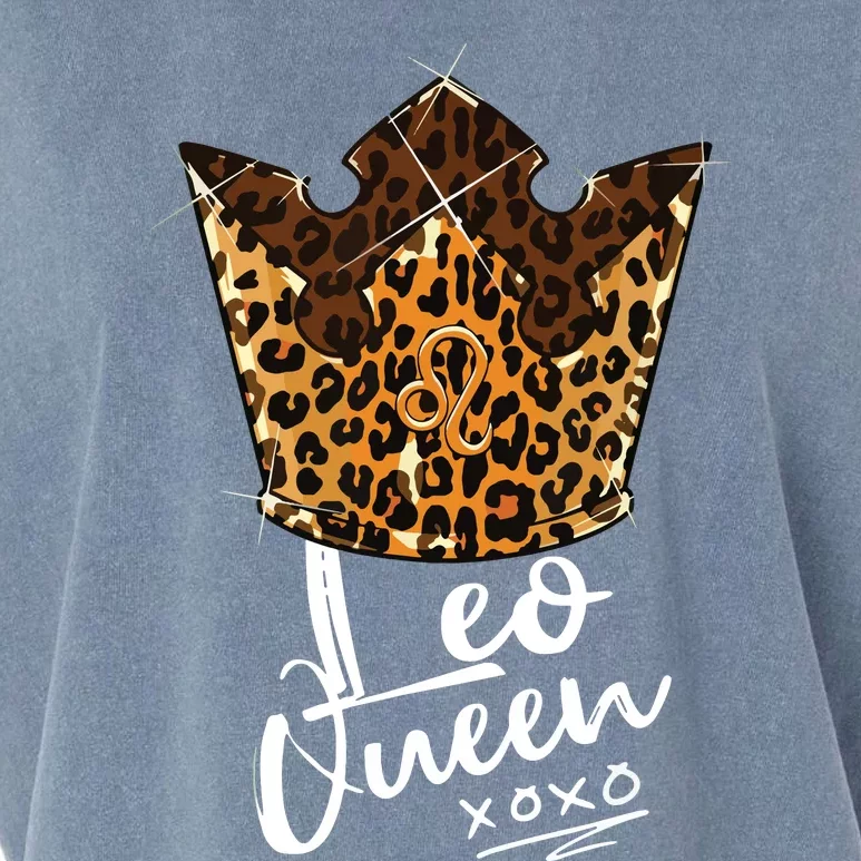 Leopard Leo Queen Zodiac Sign With Leopard Pattern Crown Garment-Dyed Women's Muscle Tee