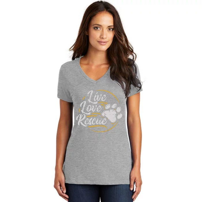 Live Love Rescue Dog Lover Adopt A Dog Adoption Women's V-Neck T-Shirt