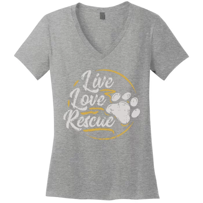 Live Love Rescue Dog Lover Adopt A Dog Adoption Women's V-Neck T-Shirt