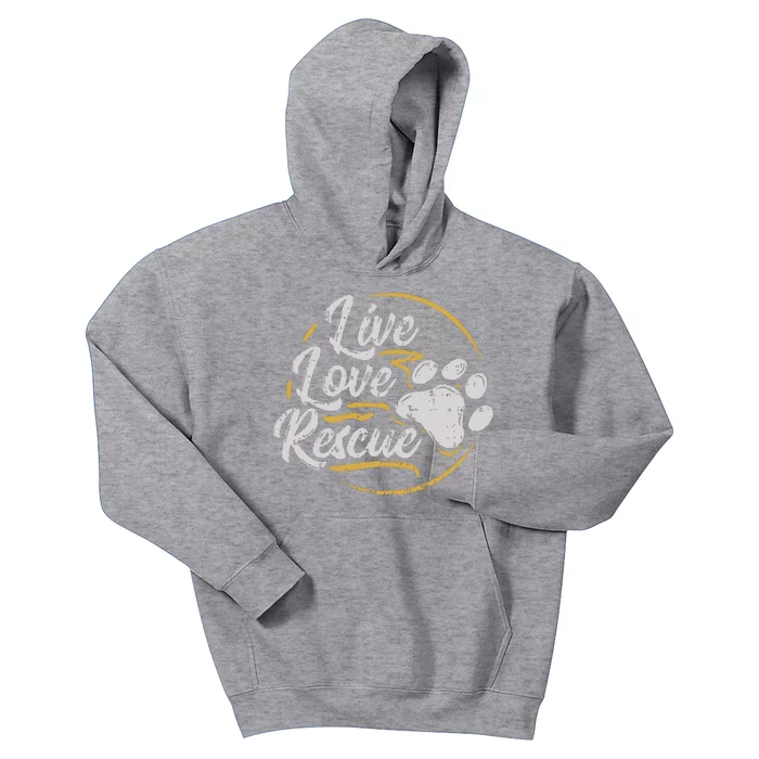 Live Love Rescue Dog Lover Adopt A Dog Adoption Kids Hoodie