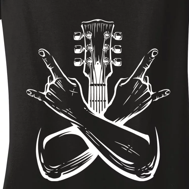 Long Live Rock And Roll Music Lovers Gift For Any Guitar Player Women's V-Neck T-Shirt