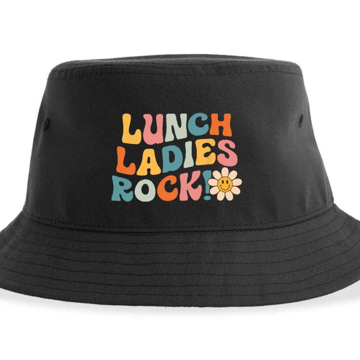 Lunch Ladies Rock! Retro Lunch Ladies Squad Cafeteria Crew Sustainable Bucket Hat