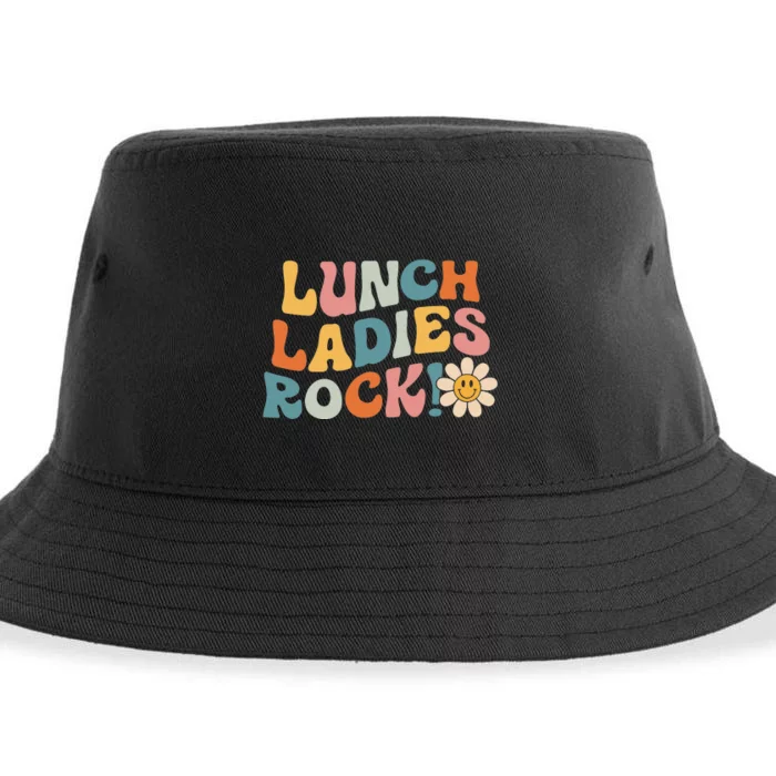 Lunch Ladies Rock! Retro Lunch Ladies Squad Cafeteria Crew Sustainable Bucket Hat