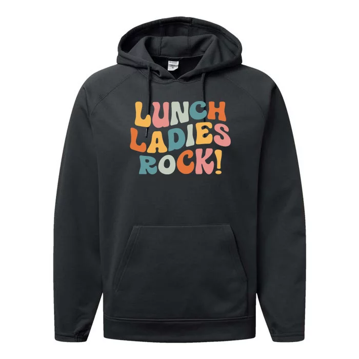 Lunch Ladies Rock! Retro Lunch Ladies Squad Cafeteria Crew Performance Fleece Hoodie