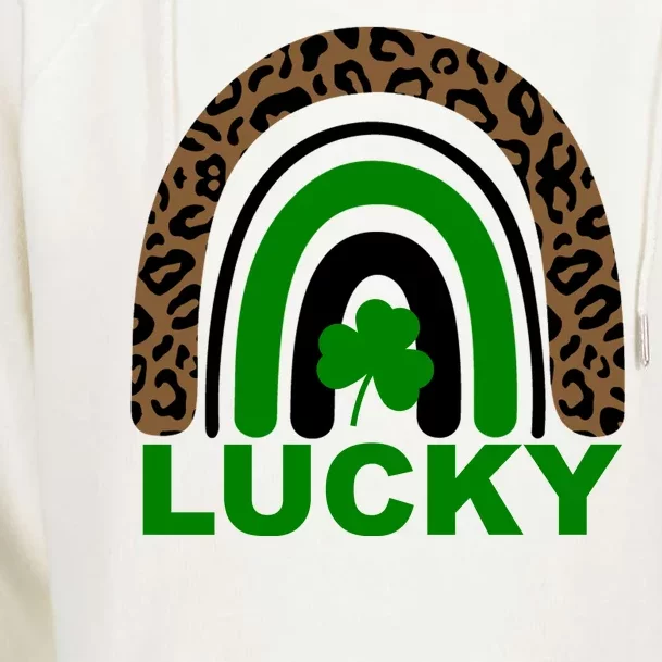 Lucky Leopard Rainbow Womens Funnel Neck Pullover Hood