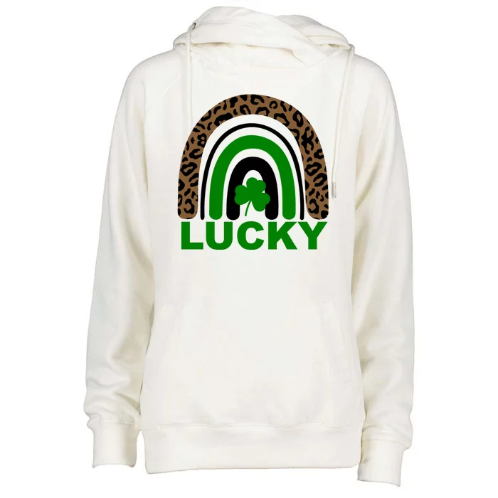 Lucky Leopard Rainbow Womens Funnel Neck Pullover Hood