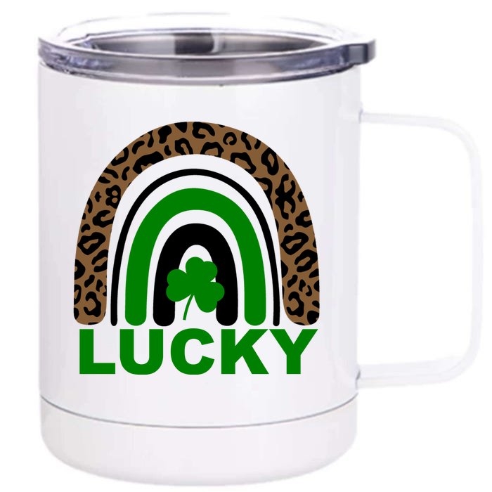 Lucky Leopard Rainbow Front & Back 12oz Stainless Steel Tumbler Cup