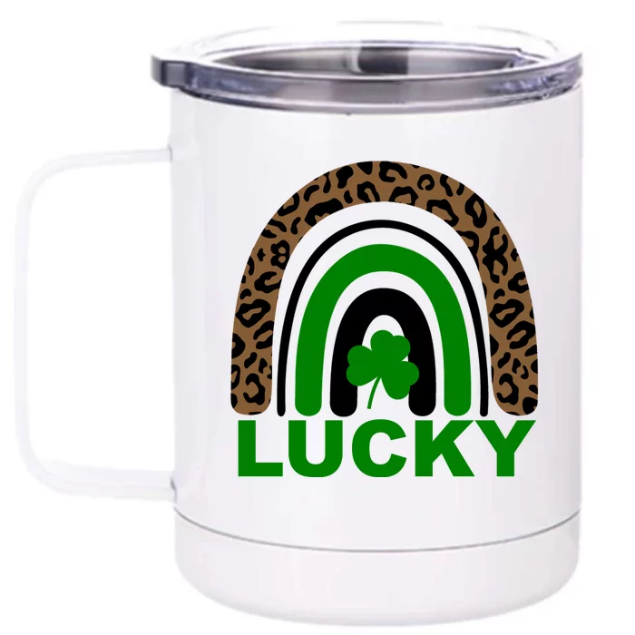 Lucky Leopard Rainbow Front & Back 12oz Stainless Steel Tumbler Cup