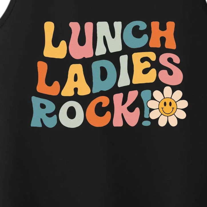 Lunch Ladies Rock! Retro Lunch Ladies Squad Cafeteria Crew Performance Tank