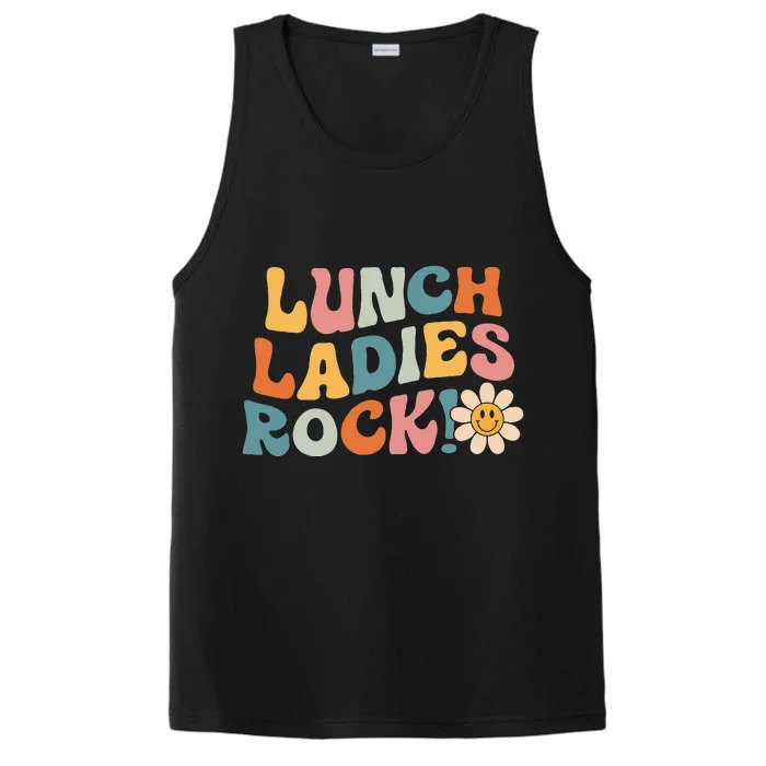 Lunch Ladies Rock! Retro Lunch Ladies Squad Cafeteria Crew Performance Tank