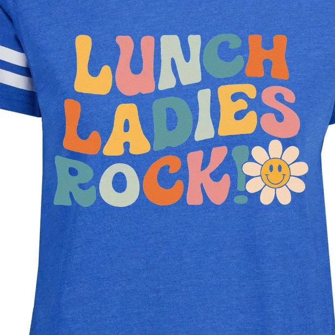 Lunch Ladies Rock! Retro Lunch Ladies Squad Cafeteria Crew Enza Ladies Jersey Football T-Shirt