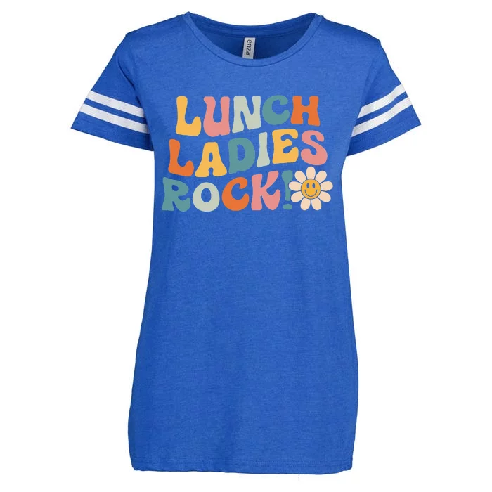 Lunch Ladies Rock! Retro Lunch Ladies Squad Cafeteria Crew Enza Ladies Jersey Football T-Shirt