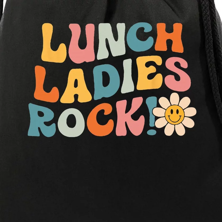 Lunch Ladies Rock! Retro Lunch Ladies Squad Cafeteria Crew Drawstring Bag