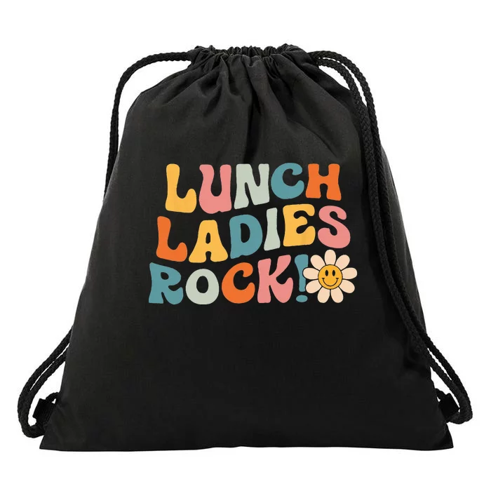 Lunch Ladies Rock! Retro Lunch Ladies Squad Cafeteria Crew Drawstring Bag