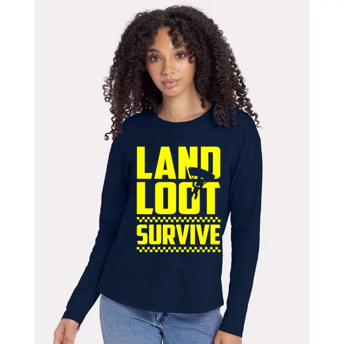 Land Loot Survive Womens Cotton Relaxed Long Sleeve T-Shirt