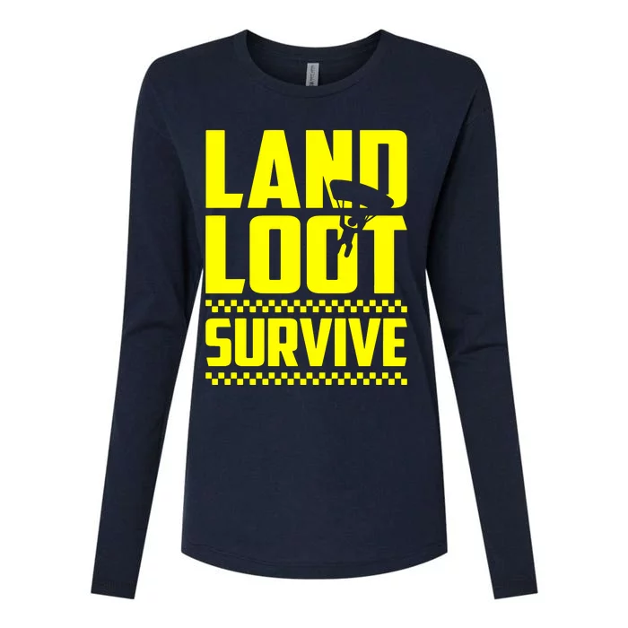 Land Loot Survive Womens Cotton Relaxed Long Sleeve T-Shirt