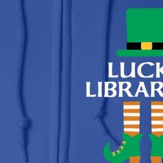 Lucky Librarian St Patrick's Day Leprechaun Book Lover Read Gift Full Zip Hoodie