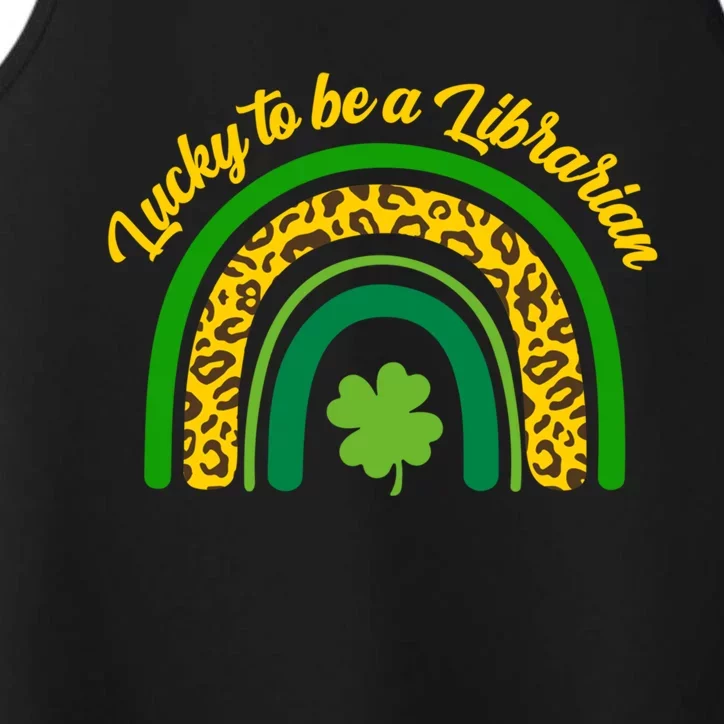 Lucky Librarian St Patrick's Day Rainbow Shamrock Books Fan Great Gift Performance Tank