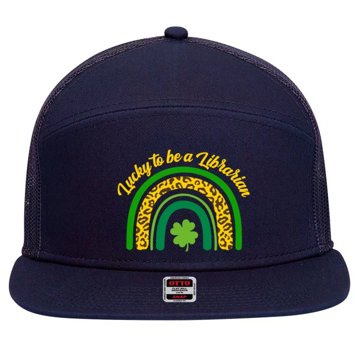 Lucky Librarian St Patrick's Day Rainbow Shamrock Books Fan Great Gift 7 Panel Mesh Trucker Snapback Hat