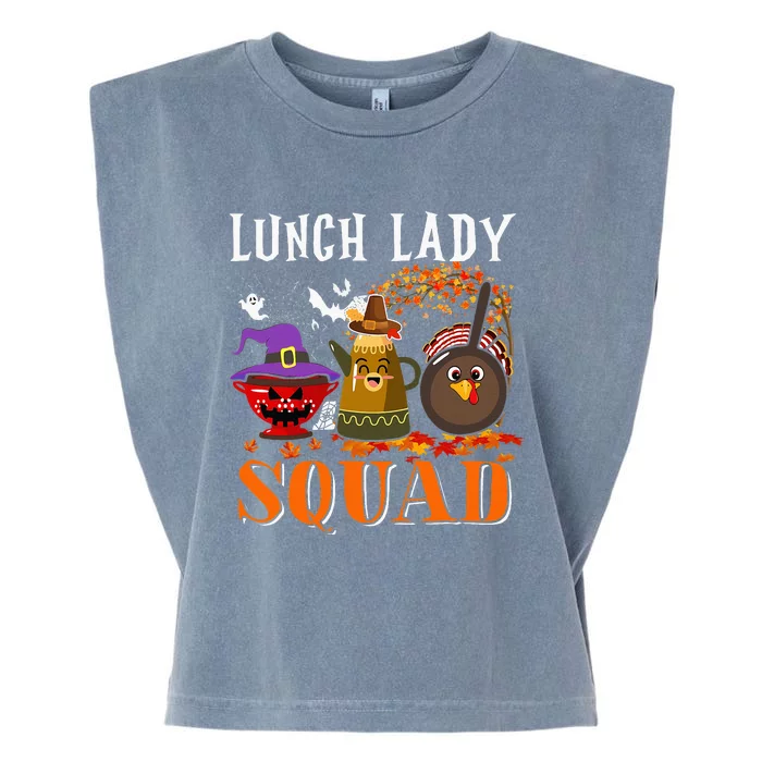 Lunch Lady Squad Thanksgiving Halloween Garment-Dyed Women's Muscle Tee