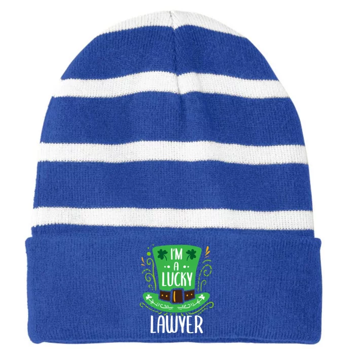 Lucky Lawyer St Patrick's Day Lawyers Gift Striped Beanie with Solid Band