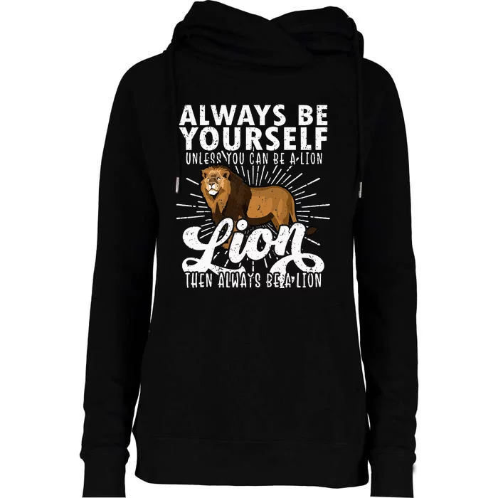 Lion Lover, Safari Animal, Zoo Animal, Funny Lion Womens Funnel Neck Pullover Hood