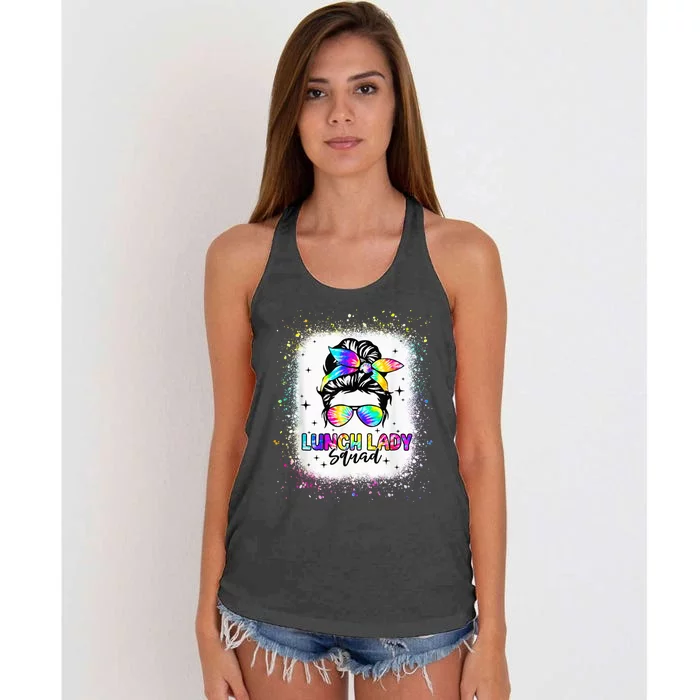 Lunch Lady Squad Messy Bun Girl First Day Back To School Women's Knotted Racerback Tank