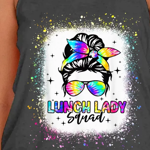 Lunch Lady Squad Messy Bun Girl First Day Back To School Women's Knotted Racerback Tank