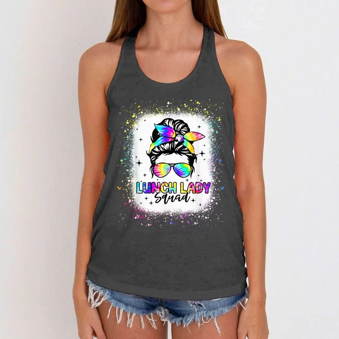 Lunch Lady Squad Messy Bun Girl First Day Back To School Women's Knotted Racerback Tank