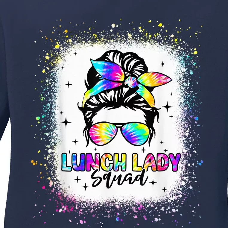 Lunch Lady Squad Messy Bun Girl First Day Back To School Ladies Long Sleeve Shirt