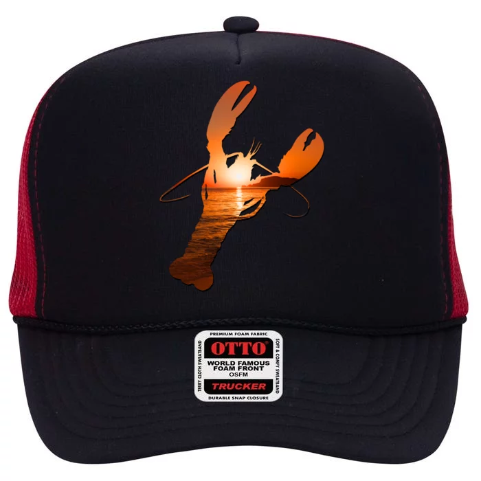 Lobster Lovers Silhouette Earth Day And Ocean Week Meaningful Gift High Crown Mesh Trucker Hat