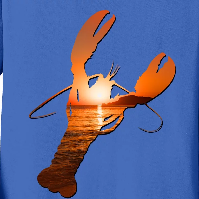 Lobster Lovers Silhouette Earth Day And Ocean Week Meaningful Gift Kids Long Sleeve Shirt