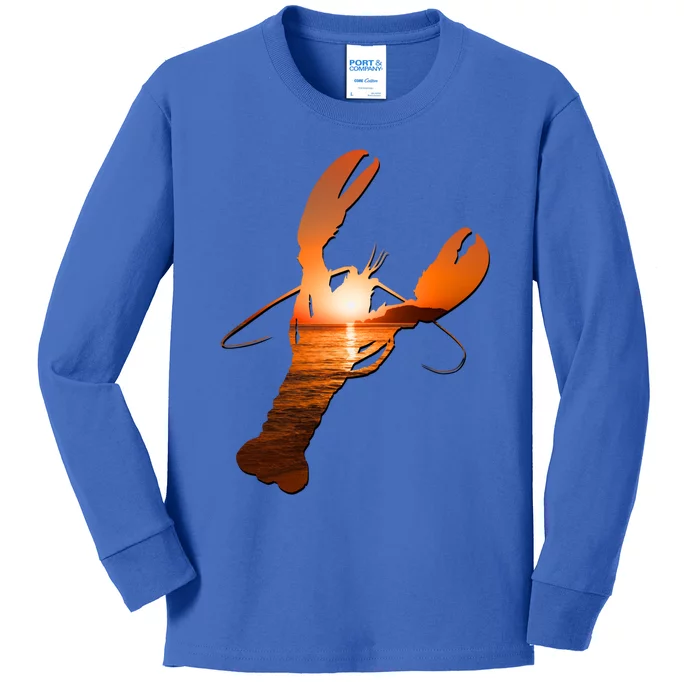 Lobster Lovers Silhouette Earth Day And Ocean Week Meaningful Gift Kids Long Sleeve Shirt