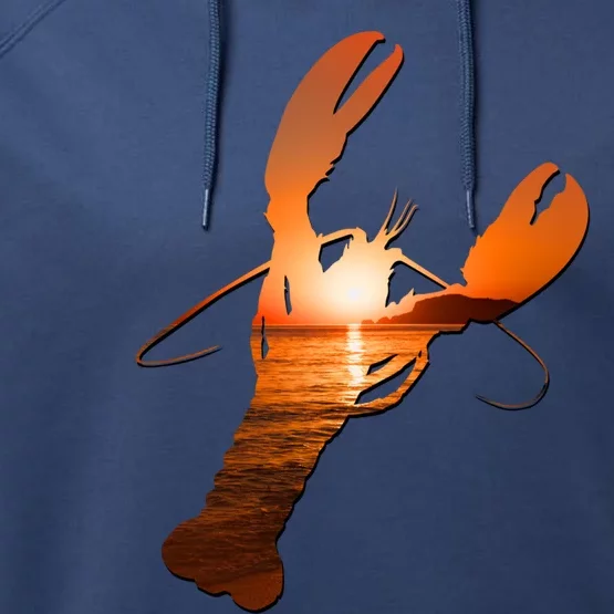 Lobster Lovers Silhouette Earth Day And Ocean Week Meaningful Gift Performance Fleece Hoodie