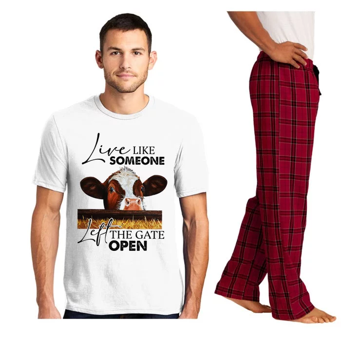 Live Like Someone Left The Gate Open Cow Pajama Set