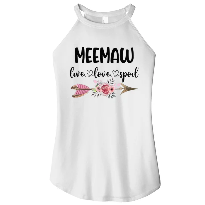 Live Love Spoil Meemaw Flower Meemaw Mother's Day Women’s Perfect Tri Rocker Tank