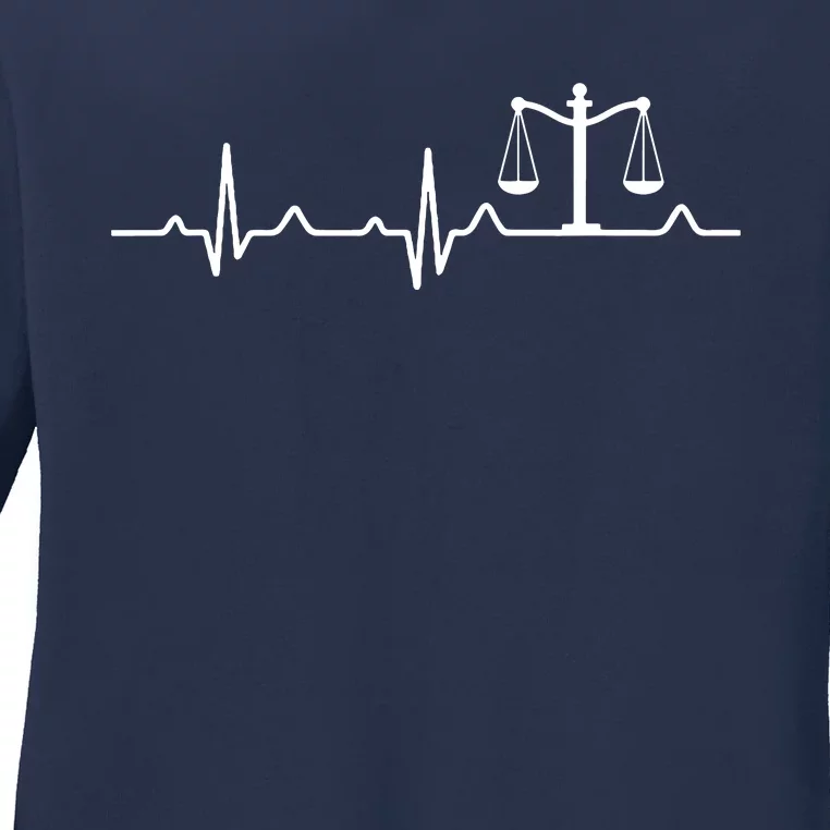 Lawyer Law School Gift Balance Heartbeat Attorney Ladies Long Sleeve Shirt