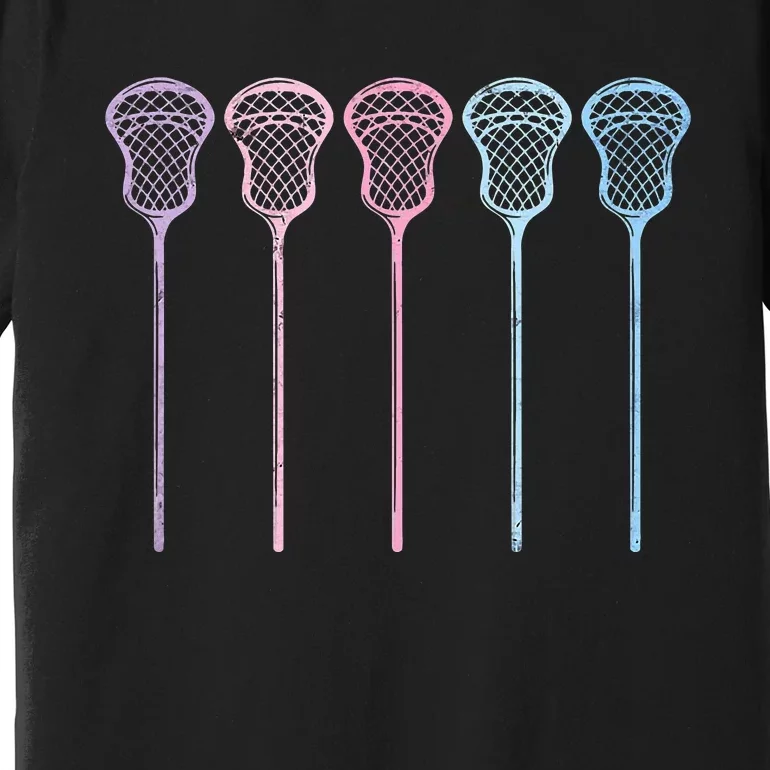 Lacrosse Lacrosse Sticks Woman Girl Retro Premium T-Shirt