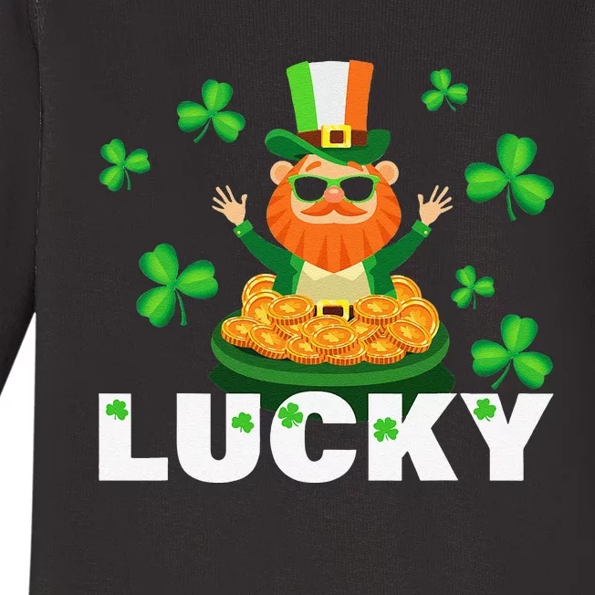 Lucky Leprechaun Saint Patrick's Day Ireland Lucky Clover Baby Long Sleeve Bodysuit