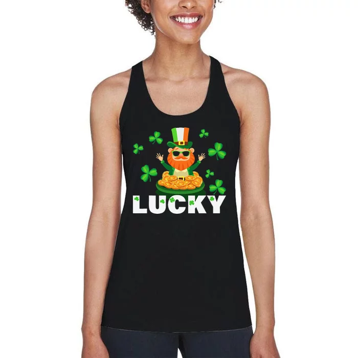 Lucky Leprechaun Saint Patrick's Day Ireland Lucky Clover Women's Racerback Tank