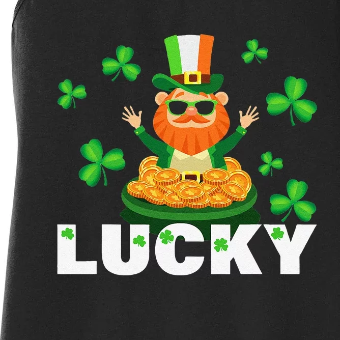 Lucky Leprechaun Saint Patrick's Day Ireland Lucky Clover Women's Racerback Tank