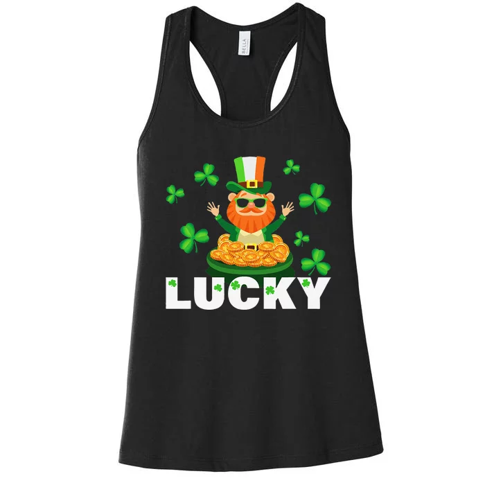 Lucky Leprechaun Saint Patrick's Day Ireland Lucky Clover Women's Racerback Tank