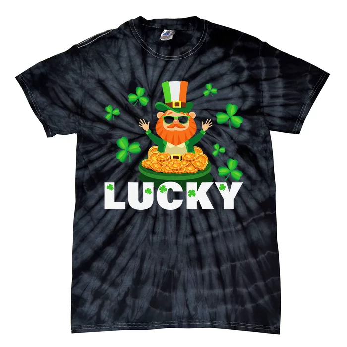 Lucky Leprechaun Saint Patrick's Day Ireland Lucky Clover Tie-Dye T-Shirt