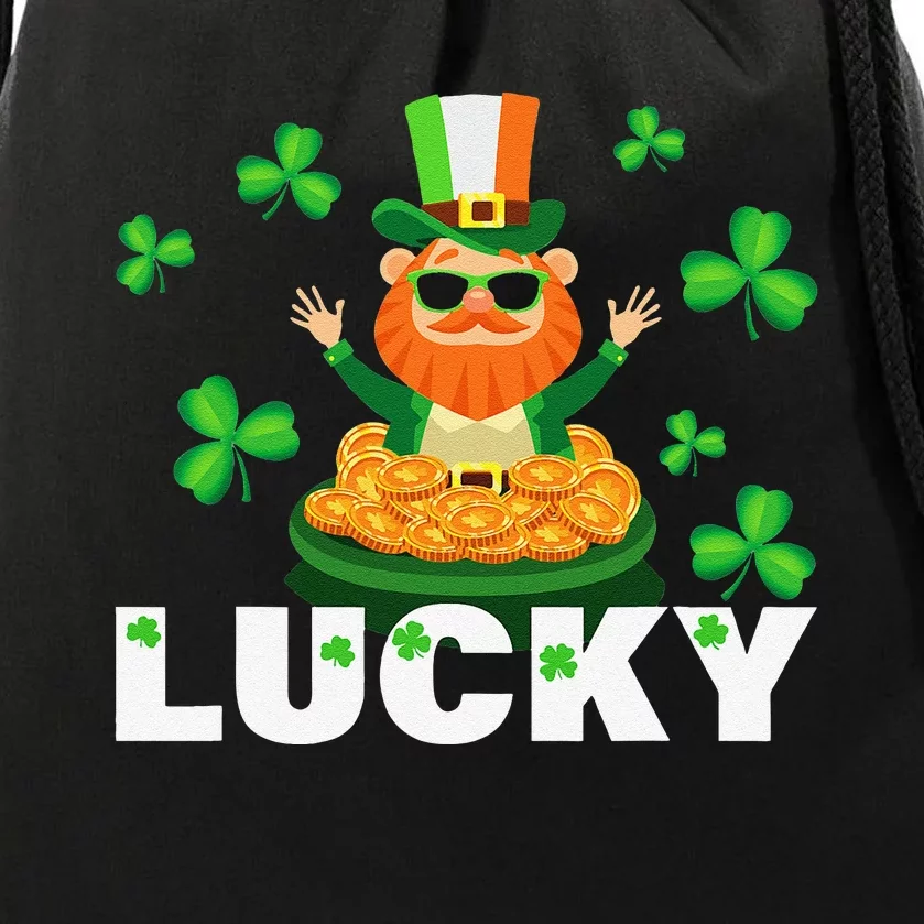 Lucky Leprechaun Saint Patrick's Day Ireland Lucky Clover Drawstring Bag