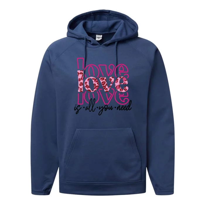 Love Leopard Skin Graphic Cute Gift Performance Fleece Hoodie