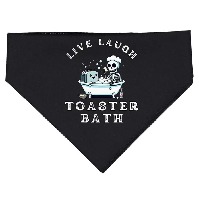 Live Laugh Toaster Bath Sarcastic Unhinged Meme Saying USA-Made Doggie Bandana