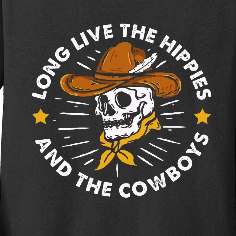 Long Live The Hippies And The Cowboys Kids Long Sleeve Shirt