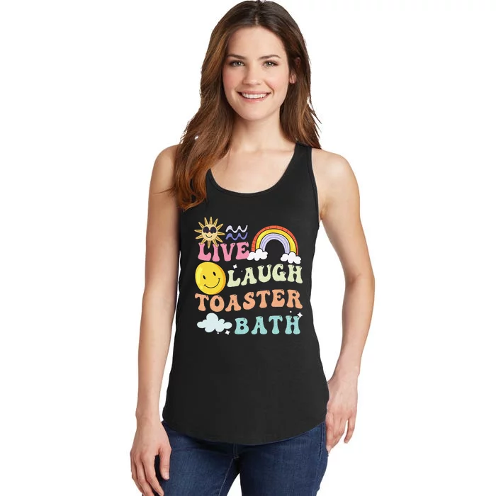 Live Laugh Toaster Bath Playful groovy bathroom humor joke Ladies Essential Tank