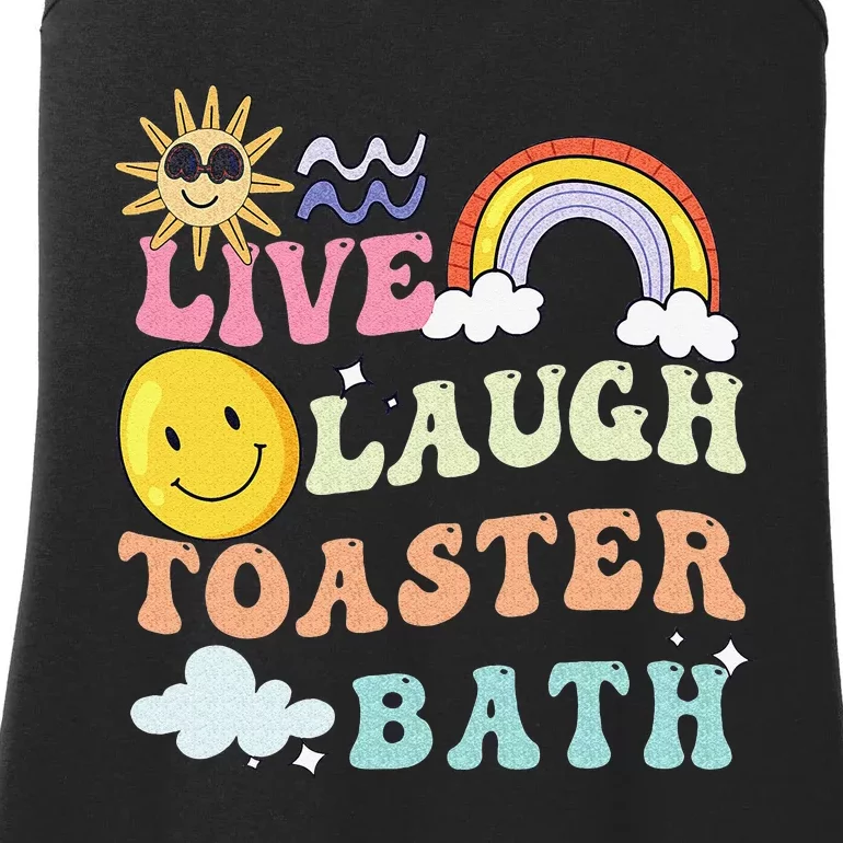 Live Laugh Toaster Bath Playful groovy bathroom humor joke Ladies Essential Tank